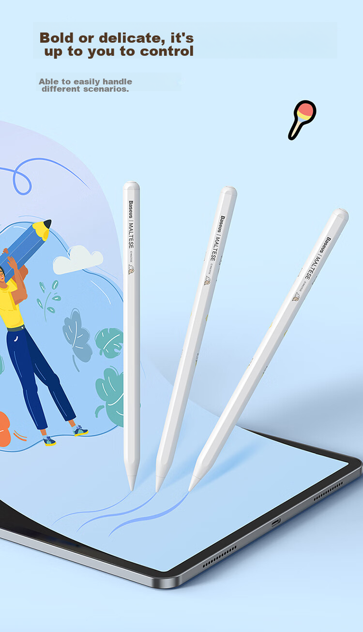 BASEUS Capacitive Stylus for IPad, Apple Pencil [Line Dog] Compatible with 2026 Pro/Air8/Mini/iPad11 Tablet Touch Screen Writing Pen Apple Pencil 17