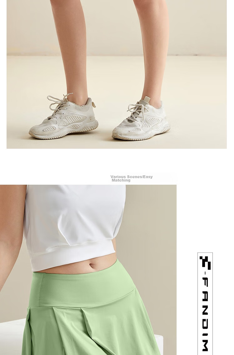 Fandimu Sports Skort for Women, Breathable, Anti-Exposure, with Lining, Fake Two-Piece Design, for Outdoor Badminton, Tennis, Running, And Half Skirt 10