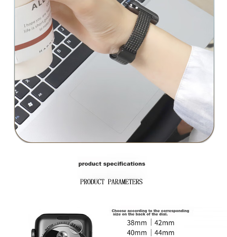 MSSM Compatible Apple Watch Band, for Apple IWatch S12/11/10/9/SE Metal Slim Waist S8/7 Magnetic Strap, Women's Wristband for Summer - Silver Color, Sizes 38/40/41/42 14