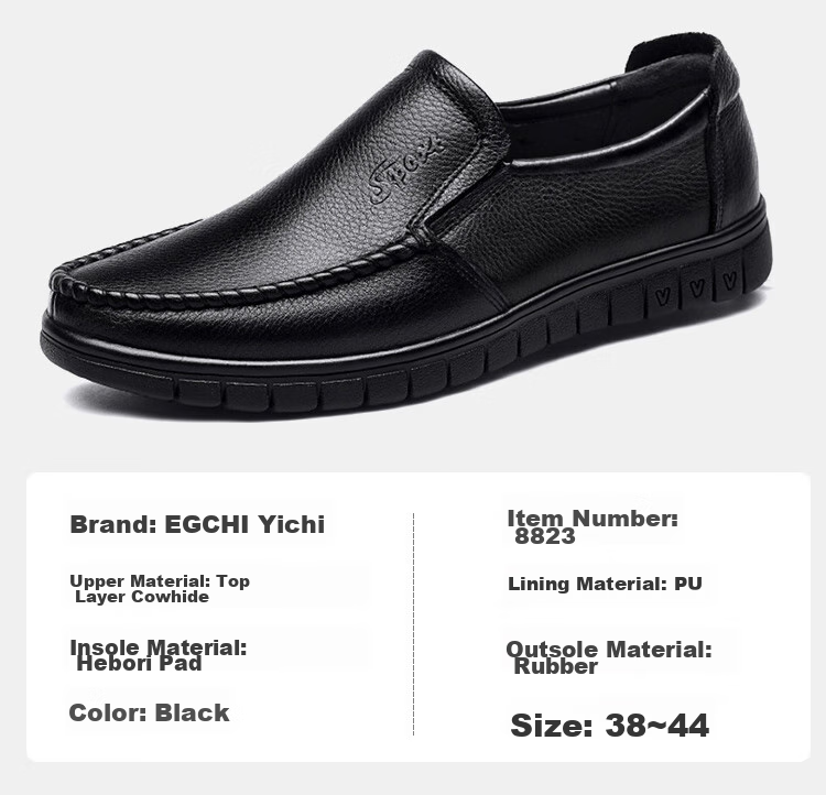 EGCHI Men's Leather Shoes, Business Casual Formal Shoes, Work Wear-Resistant New Style Shoes, Slip-On Style, Size 40, Model 8823 9