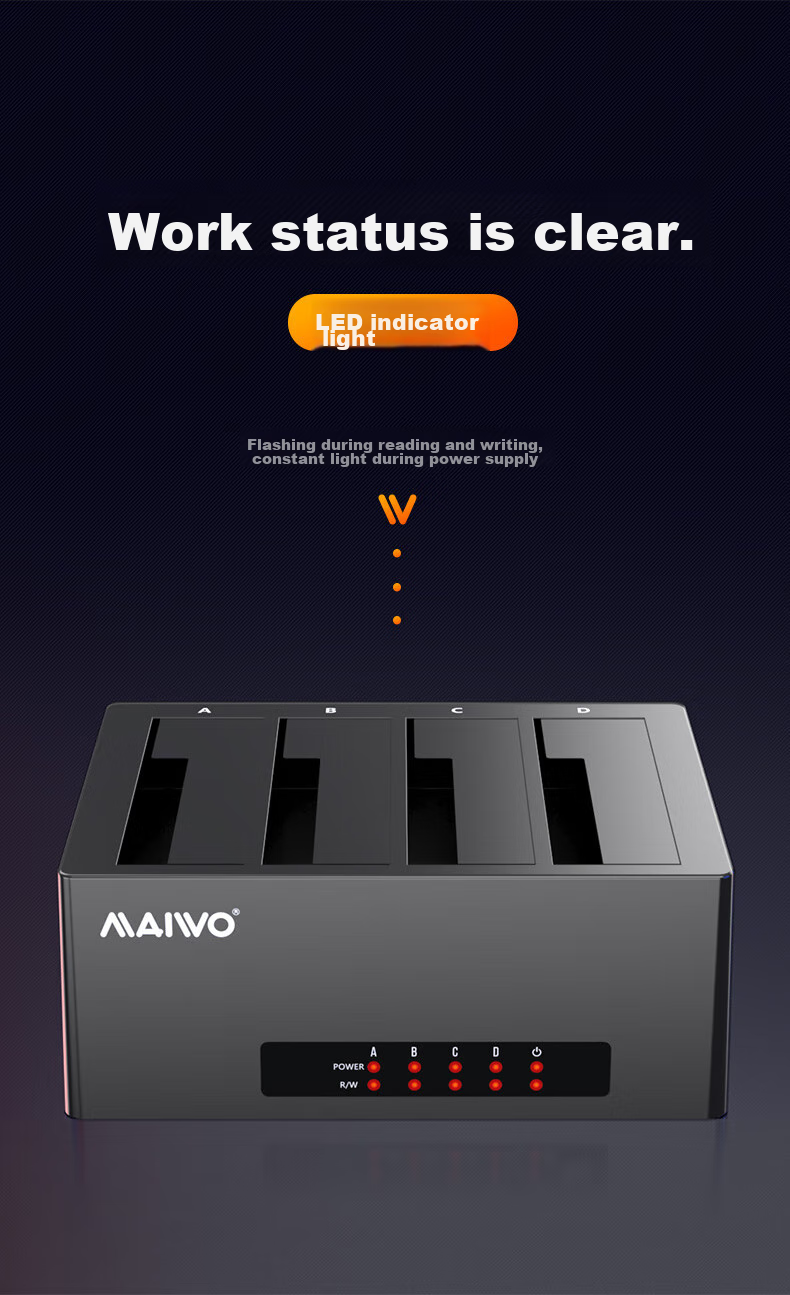 MAIWO 2.5/3.5-Inch Dual-Bay Mechanical Hard Drive Enclosure Base, USB3.0 External Hard Drive Cloner, Serial Mechanical/solid State, Digital Display Cloning Progress, K3082A 11