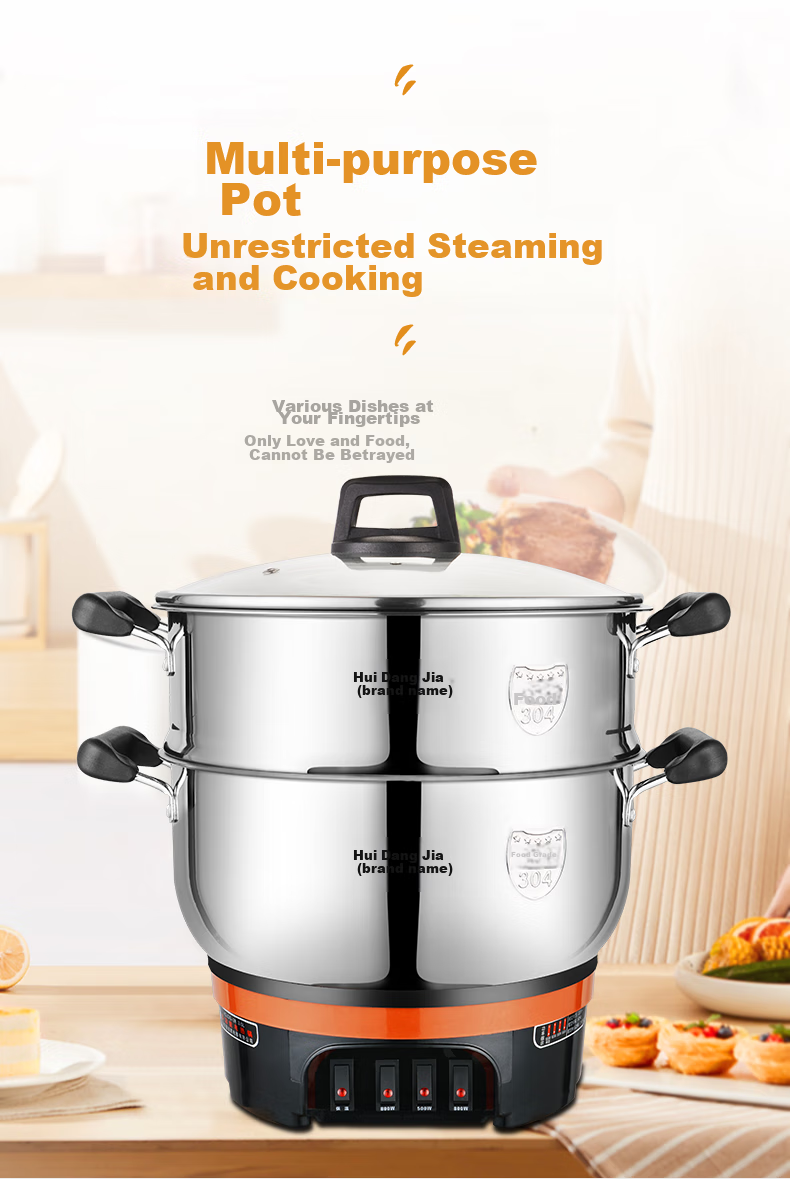 Hui Dang Jia Electric Steamer Pot, Electric Cooking Pot, Electric Wok, Multifunctional Electric Hot Pot, 316L Stainless Steel Electric Pot, All-In Electric Hot Pot, Multi-Purpose Pot G31-28 3