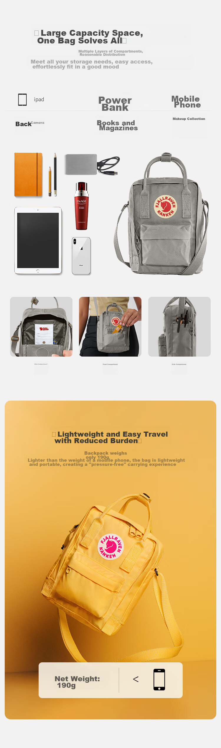 Fjällräven Sling Bag Men Women Shoulder Bag 23797-501 Sky Blue 2.5L Goddess Festival 4