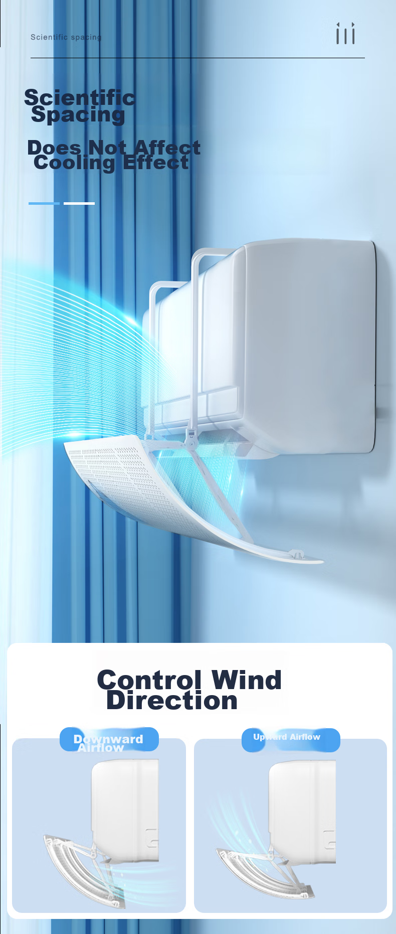 XIAOHUANGHOU Air Conditioner Wind Deflector, Baby Anti-Direct Blowing Shield, Postpartum No-Drilling Vent Cover, Universal Windproof Baffle 8