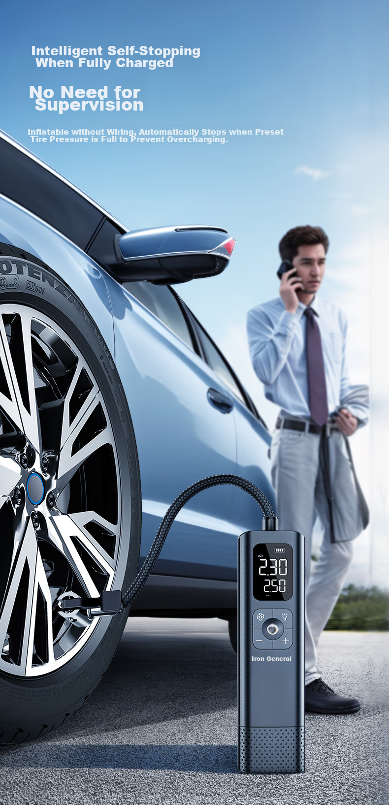 Tiejiangjun Car Air Pump, Tire Inflator, Wireless Pump, Outdoor Portable Air Compressor, Inflation Tool P13 8