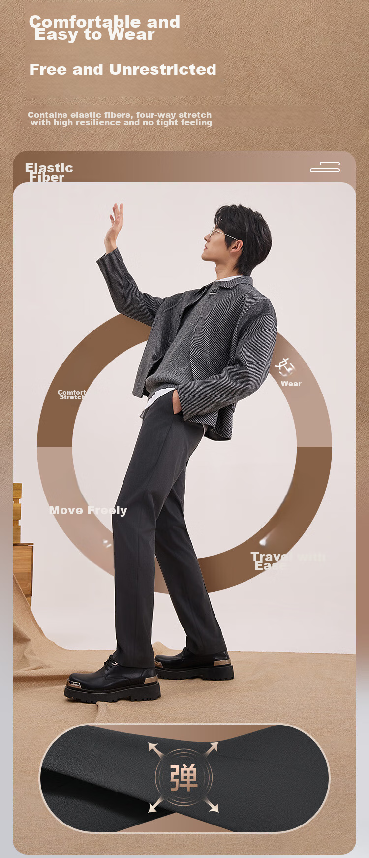 JD Original [Machine Washable Wool Dress Pants] Men's Casual Trousers Spring And Autumn Men's Pants Business Straight-Leg High-End Black Size 32 6