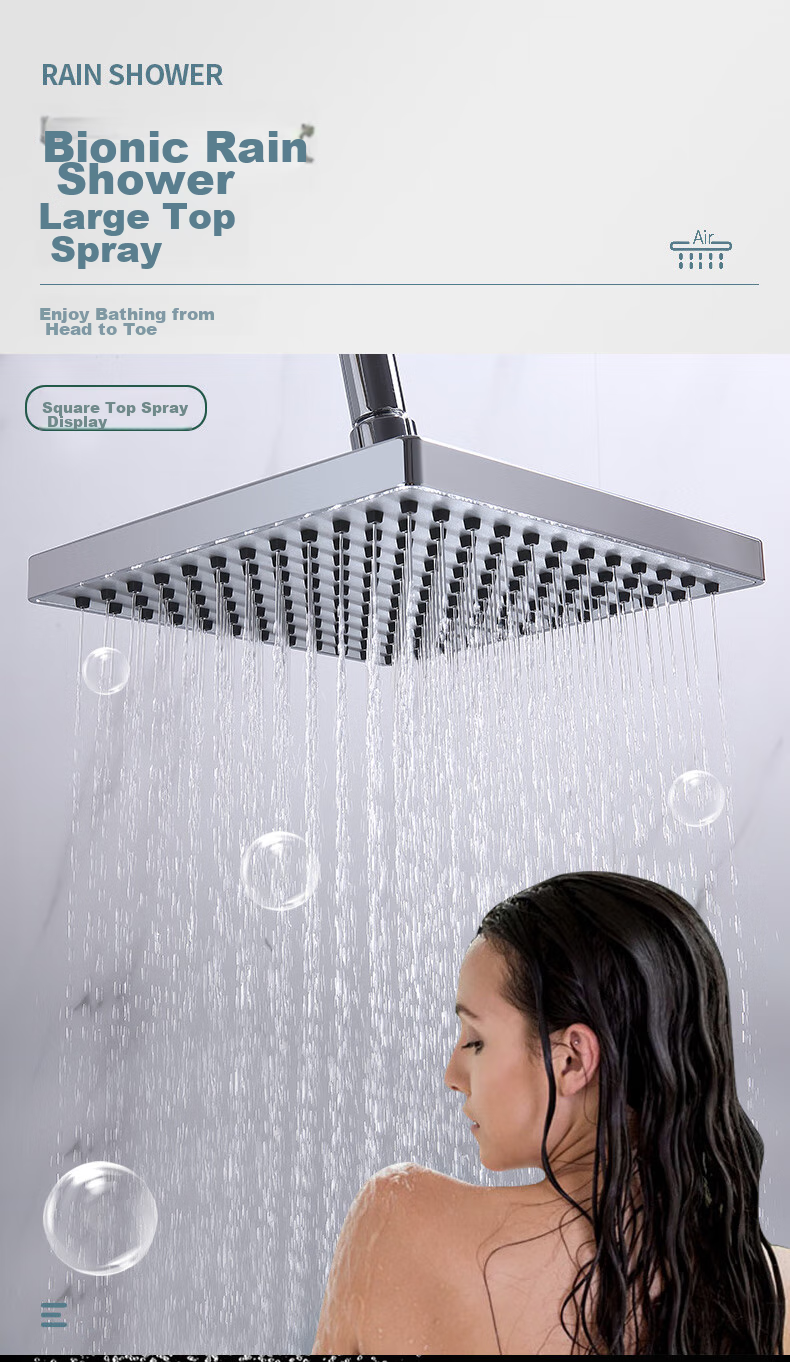 Larsd Surface-Mounted Shower Head Set, Clear Water Pipe Shower System with Copper Body Shower Faucet And Mixing Valve LD5306 4