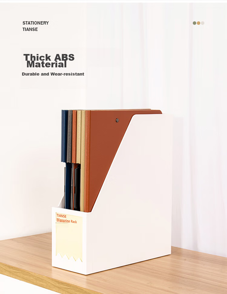 TIANSE Thickened File Organizer, Document Holder, File Rack, Bookend, Creative Ins-Style Bookshelf Storage Box, Office Supplies, TS-1338, Porcelain White 6