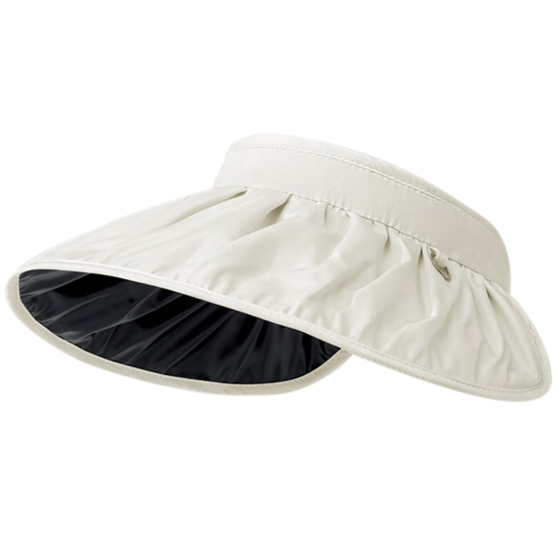 JOYTOUR Outdoor Sun Hat, UV Protection Black Rubber Brim Portable Dual-Use Headband Beach Sun Hat Shell Hat, Beige