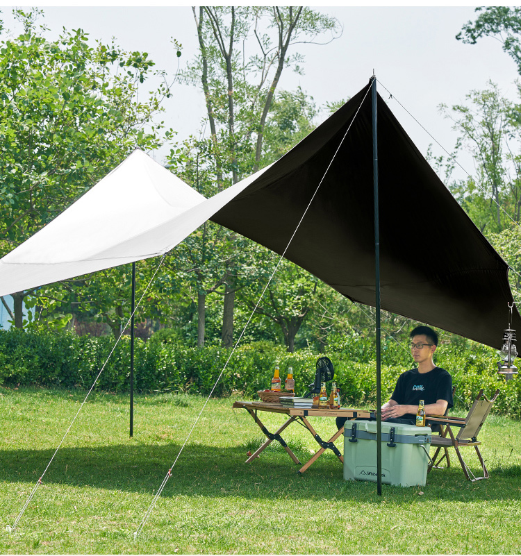 WhitePeak Tarpaulin Sunshade Tent, Black Rubber Silver-Coated Camping Butterfly-Shaped Sun Protection, Outdoor Leisure Rainproof Shelter, Area Approximately 25 Square Meters 4