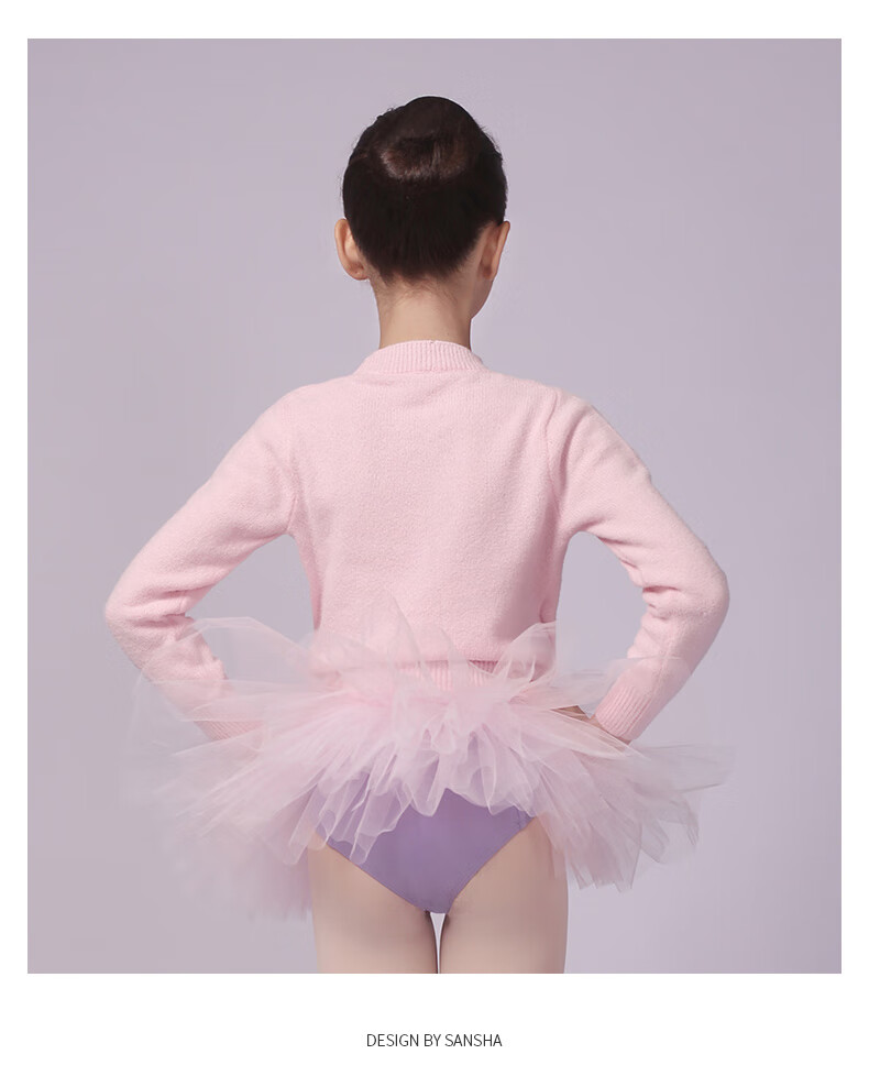 Sansha Children's Dance Warm-Up Top for Girls, Knitted Practice Ballet Dance Costume KT4030, Pink, S-M 7