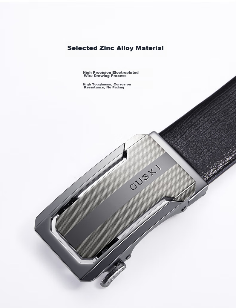 GUSKI Brand Men's Leather Belt with Automatic Buckle, Top-Grain Cowhide Waistband, Gift Box, Birthday Present for Boyfriend Or Husband 13