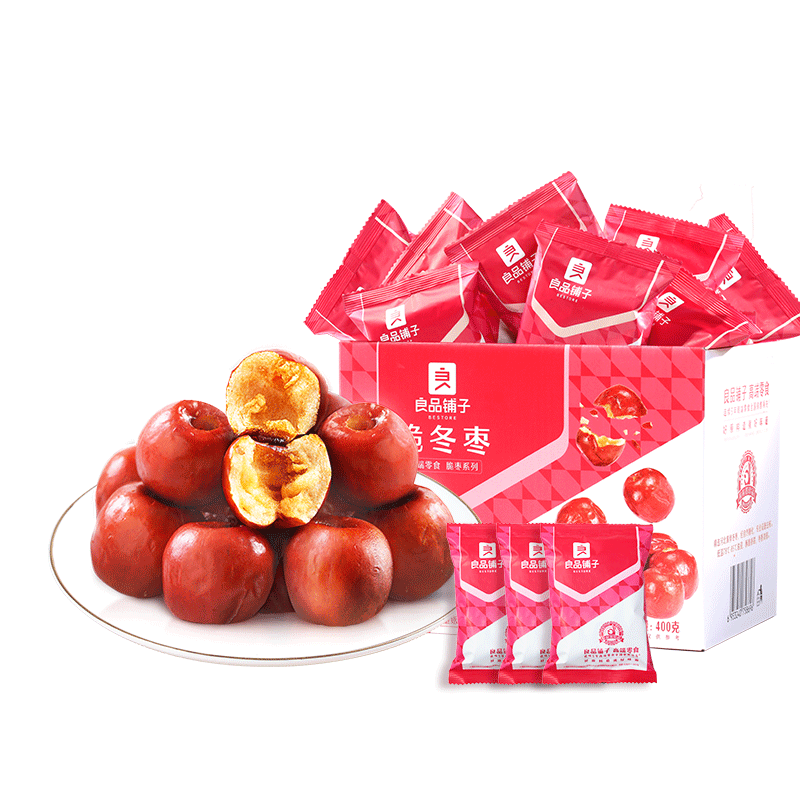 良品铺子脆冬枣量贩装 红枣零食大礼包无核脆枣蜜饯果干家庭量贩礼盒400g