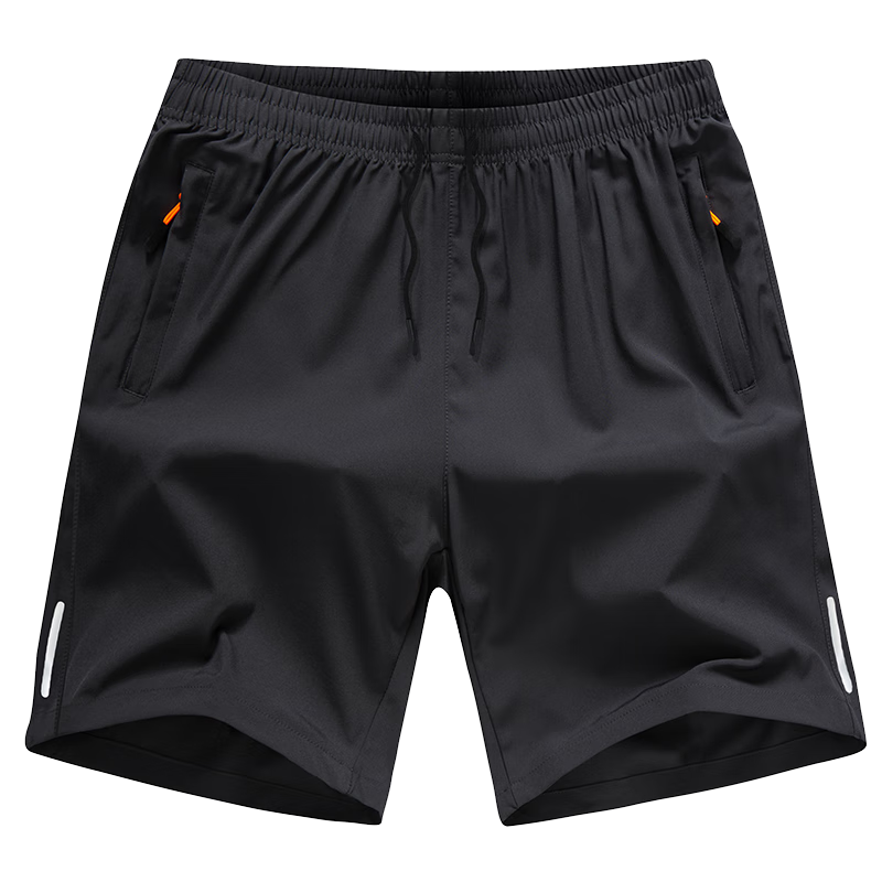 NASA GOOD Men's Shorts, Summer Solid Color Versatile Trendy Sports Thin Breathable Elastic Loose Five-Point Pants, Black 5XL