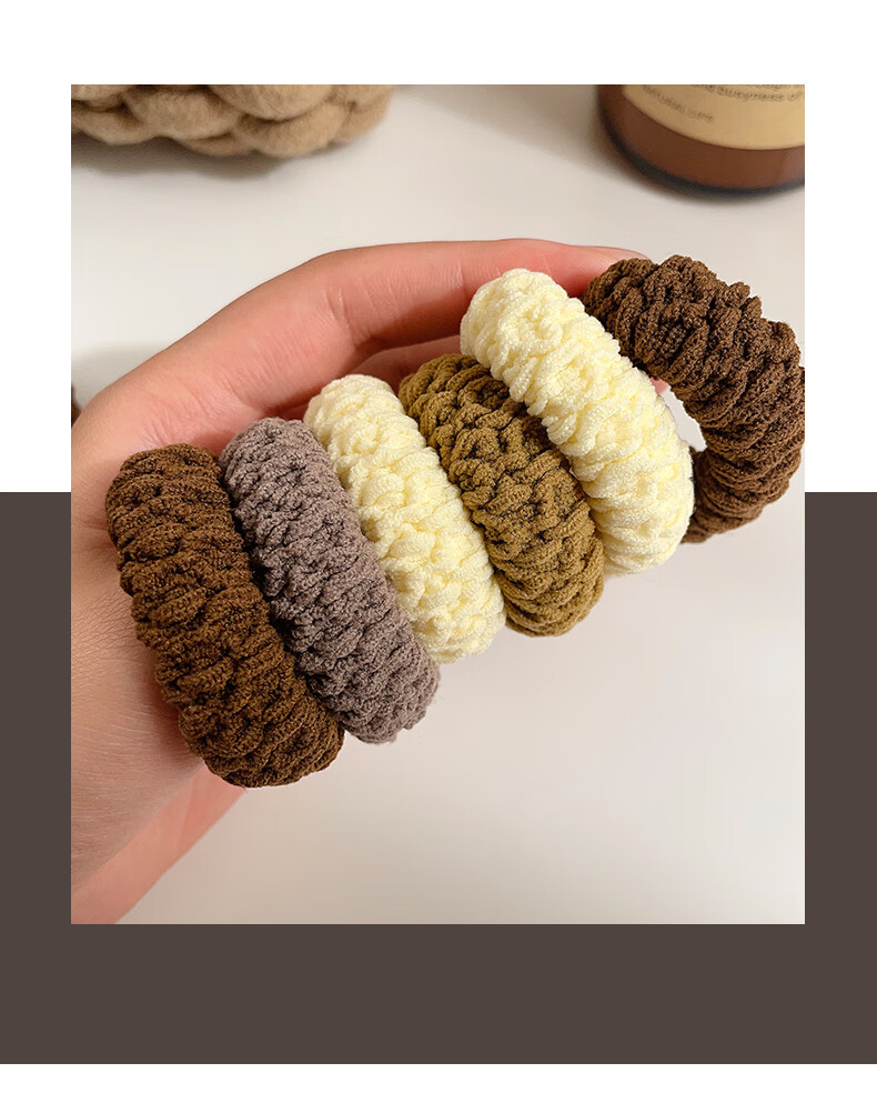 Yushangjiaren Thick Elastic Hair Ties, Wide And Durable Plush Simple Hair Bands, High Ponytail Rubber Bands, Versatile Mixed Pack 5