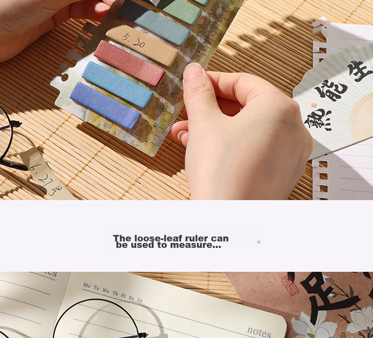 TaTanice Sticky Notes, Ancient Chinese Landscape Ink Painting Style, High-Quality Stickers, Chinese-Style Illustrations, Simple Message Pad, Adhesive Index Tabs, Moonlight White And Clear 9