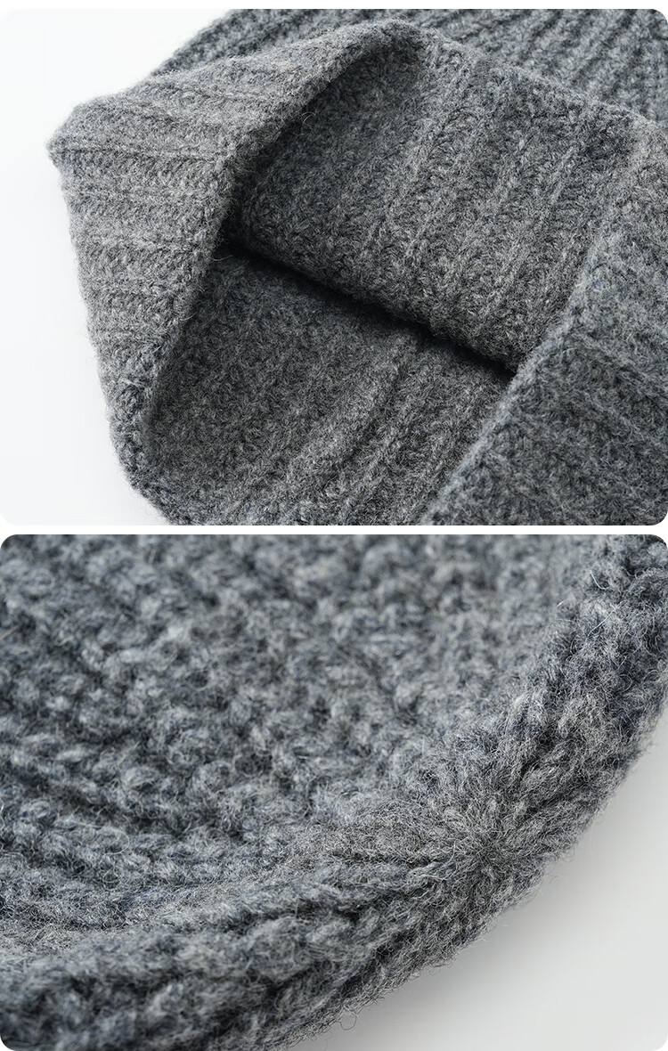 JIUMU Pure Wool Warm Knit Hat, Autumn And Winter Knitted Cap, Cold Hat, Winter Hat, Large Head Circumference Slouchy Hat, Cold-Proof Hat for Women in Winter 24