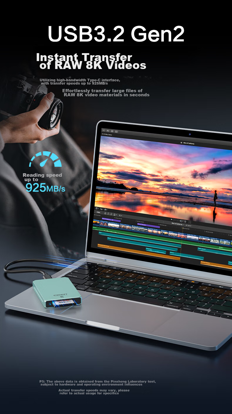 Pisen USB3.2 Card Reader, CFe And B-Card Reader, 10Gbps Transfer Speed, Type B Card Reader, Compatible with Apple IPhone 15/16, Tianxue, Canon, Nikon Camera Storage Cards 4