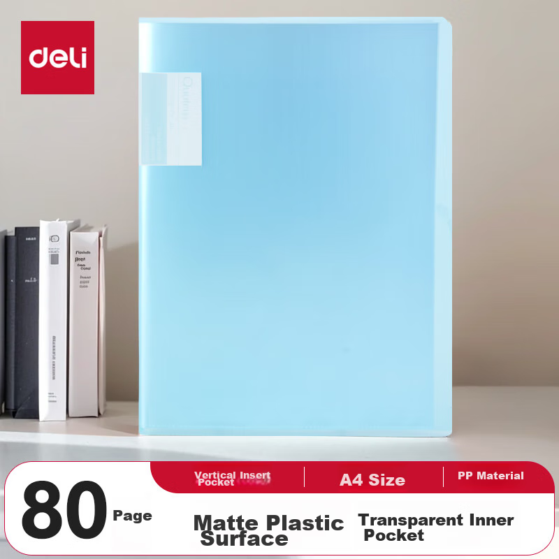 Deli A4/80-Page Document Folder with Pockets, Certificate Collection Folder, Pregnancy Check-Up Organizer, Prenatal Report Organizer, Sheet Music Folder, Elementary to High School 72458 Blue