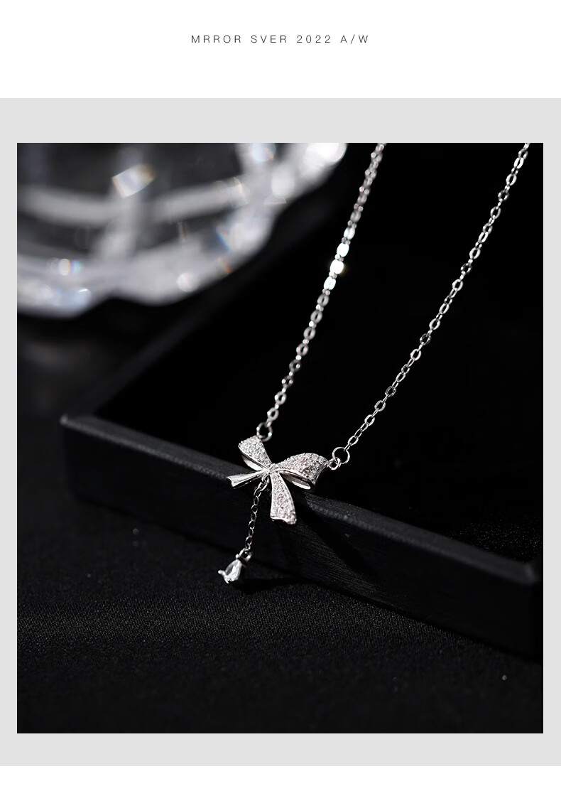 Dijing Runaway Princess 99 Sterling Silver Necklace for Women, Collarbone Chain with Elegant Butterfly Pendant, Birthday Gift for Girlfriend 9