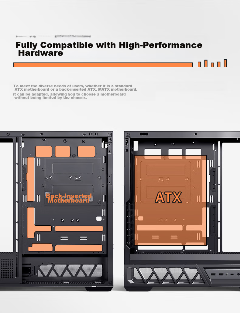 Golden Field Parallel World Black Gaming Computer Desktop Case Compatible with Dual 360mm Water Cooling ATX Motherboard Three-Sided Quick Release Supports Back Mounting 270° Panoramic View 13