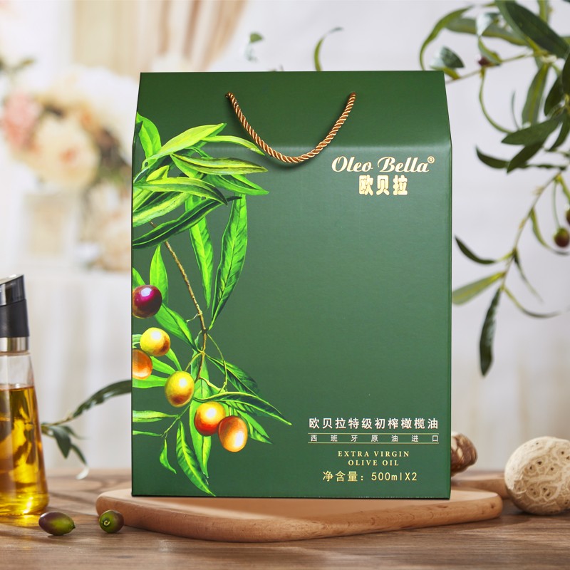 欧贝拉（Oleo Bella）西班牙原油进口特级初榨橄榄油500mlx2礼盒 团购年货礼盒 送礼
