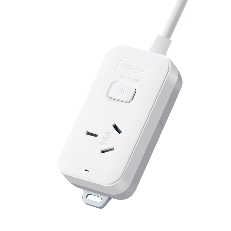 DELIXI 16A High-Power Air Conditioner Socket with 3C Certification, Power Strip with Switch/Power Bar/Extension Cord, 1 Master Control Outlet, Total Length 3 Meters