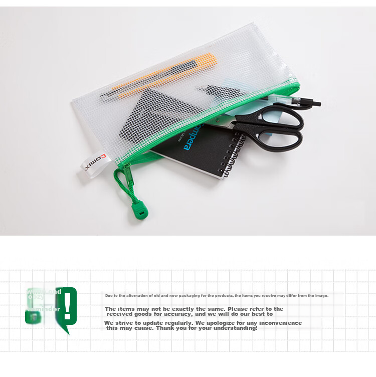 COMIX 10-Pack A6 Pencil Case, Receipt Holder, Invoice Organizer, Transparent Mesh Zipper Bag, Random Color A1158 8