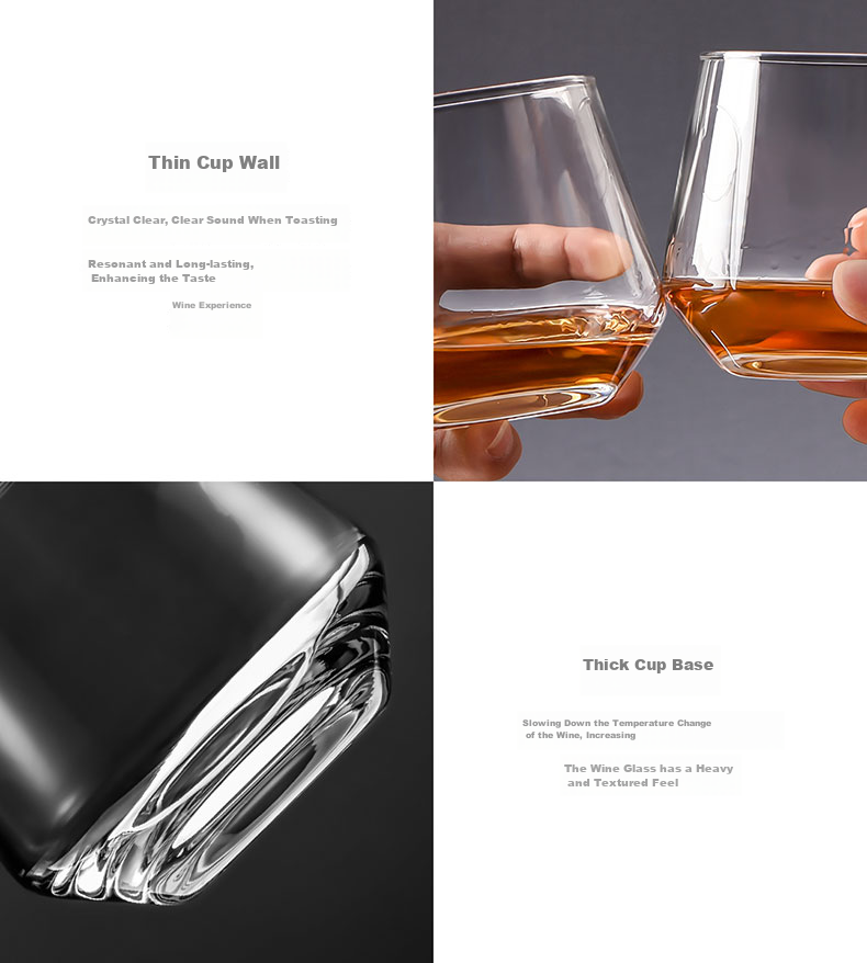 CLITON Crystal Glass Whiskey Tumblers, Liquor Glasses, Wine Glasses, Water Glasses Set of 6 CL-JB06 9