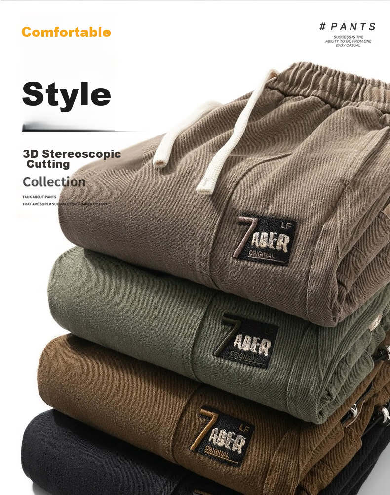 Homlean Army Green American-Style Loose Casual Cargo Pants, Summer Trendy Brand, Elastic Ankle, Pure Cotton, Plus Size Long Trousers, K501 Army Green 2XL 3