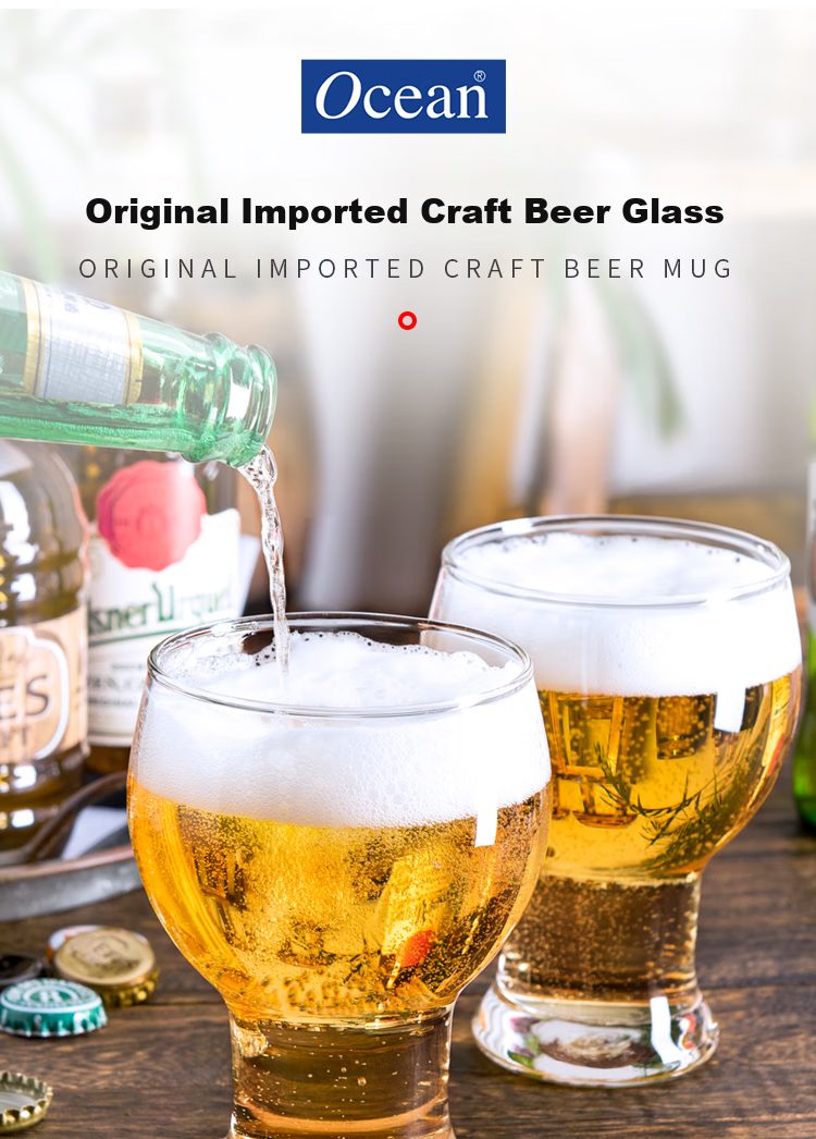 Ocean Thai Imported Lead-Free Glass Craft Beer Glasses, Home Water Cups, Juice Cups, Set of 2 1