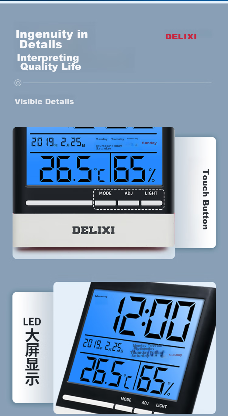 DELIXI ELECTRIC Thermometer, Indoor Home Use, High Precision, Backlit Electronic Digital Display, Temperature And Humidity Dual-Use, for Baby Room And Office 16