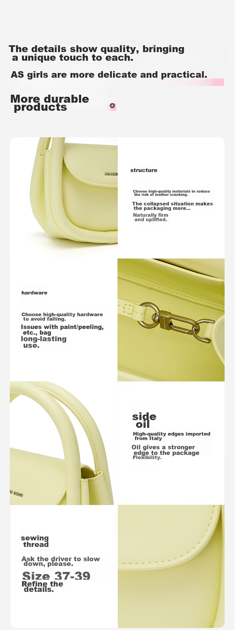 AMAZING SONG Women's Soft European-Style Medium Cowhide Crossbody Bag, Exquisite Ins-Style High-End Niche Cute Commuter Handbag Gift 7