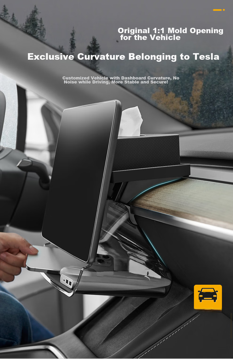 3W Auto-life Magnetic Storage Box for Tesla Refreshed Model 3/Y And Model Y-L, Compatible with Under-Screen Storage Compartment 3