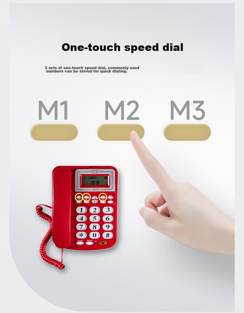 Guowei Landline Telephone, Fixed-Line Phone for Business Office And Home Use, Battery-Free Dual Interface with Caller ID, Internal Intercom, Ringtone Volume Adjustment GW17B (White) 6