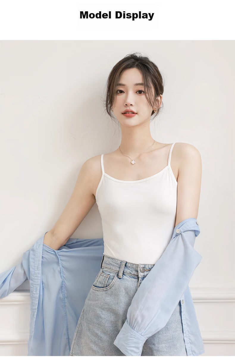 FitonTon, 2-Piece Modal Camisole Tank Top for Women, Thin Undershirt, Sweat-Absorbing And Breathable, Suitable for Outer Wear Or Inner Layering, White And Black 12