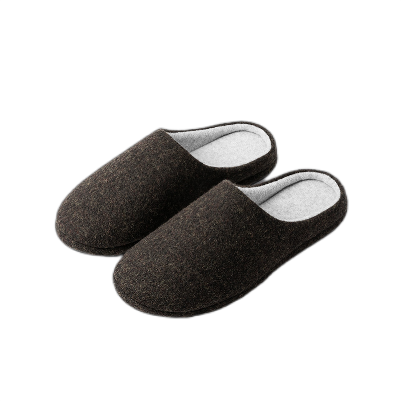 NEIBO Latex Cotton Slippers for Men And Women, Winter Indoor Home Shoes, Large Size Non-Slip Odor-Resistant Rubber Soft Sole Wool Tea Color Size 46