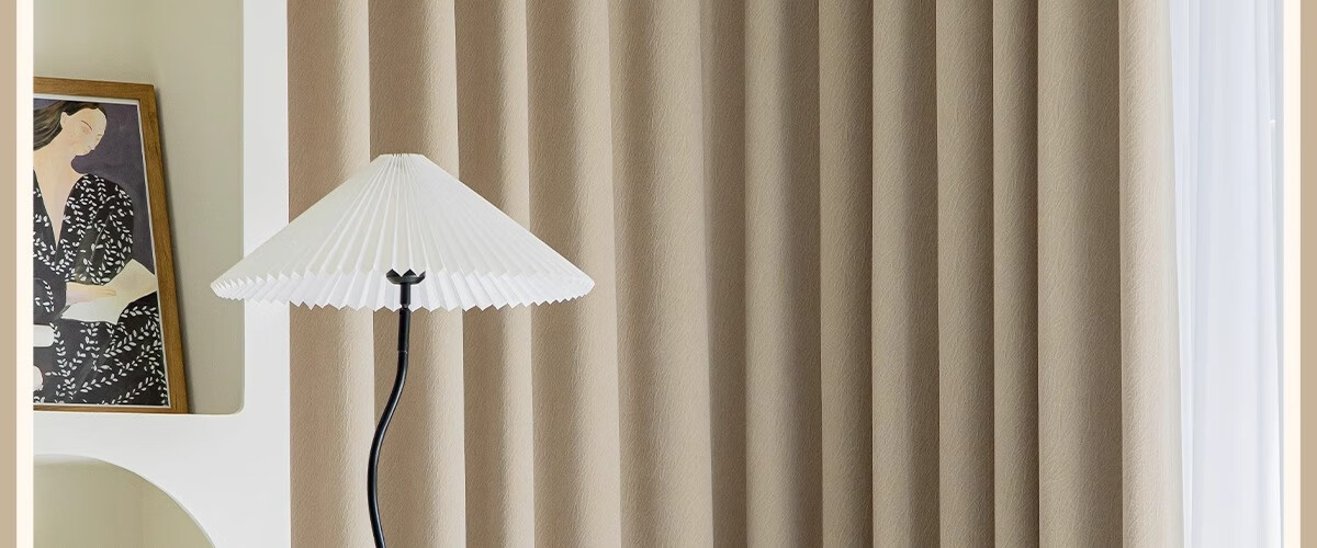 Mihua High Light-Blocking Curtains, Complete Set for Living Room, Thickened Sun Protection, Hooked Velvet Fabric, Cheese Cashmere Color, 1.8m Wide * 2.4m High 5