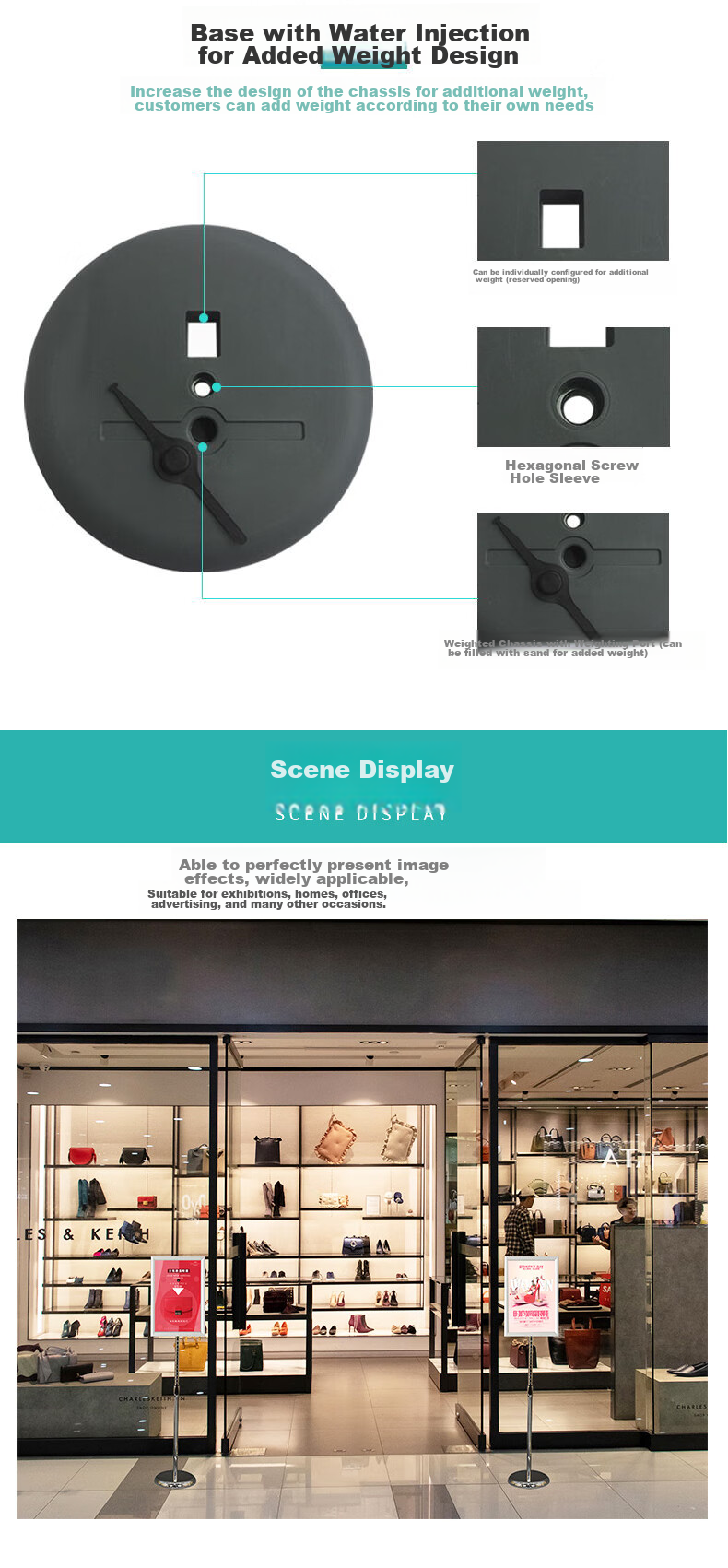 Oumai Advertising Sign, Stainless Steel Standing Sign, A4 Black Right-Angled Extendable Stand, Lifting And Rotating Water Sign, Workshop Warehouse Guide Sig 6