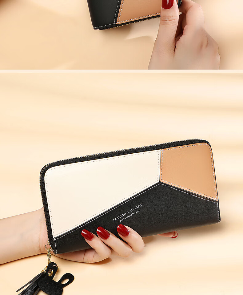 YUYULA Leather Women's Wallet, Long Zipper Purse, Mom's Clutch, Multi-Card Slots, Multifunctional, Large Capacity Coin Purse 6