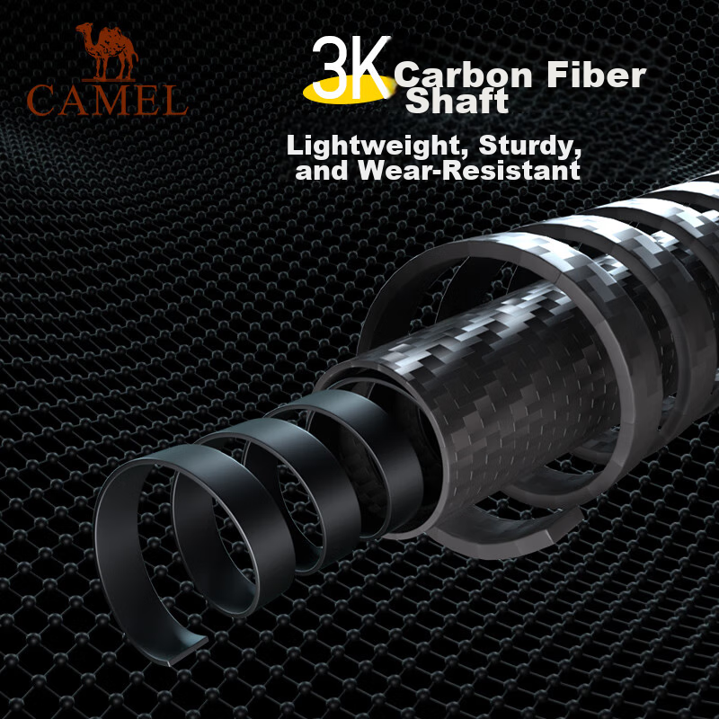 CAMEL [Dune] Trekking Pole, Carbon Fiber Lightweight Telescopic Folding Hiking Stick, Anti-Slip Carbon Fiber Walking Stick