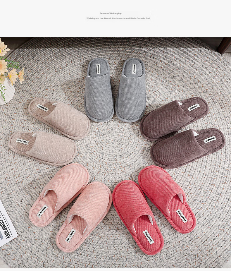 GUOLUOFEI Japanese-Style Slippers for Men And Women, Couples Spring And Summer Home Use Sweat-Absorbing Breathable Non-Slip Floor Slippers, Red, Size 38-39 9