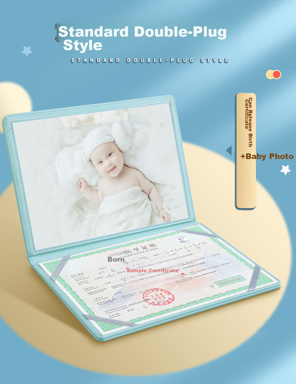 Jiaranheng Medical Birth Certificate Protector, 2026 Horse Year Newborn Baby Birth Certificate Protector, Standard Set, Ma Baobao Gree 12