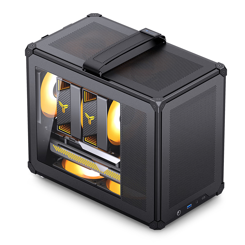 JONSBO C6 MAX Black Portable MATX Case (Side Panel Window / Four-Sided MESH Panel / 5 Fan Positions / SFX/ATX Power Supply / ≤170mm Radiator / 335mm Graphics Card)