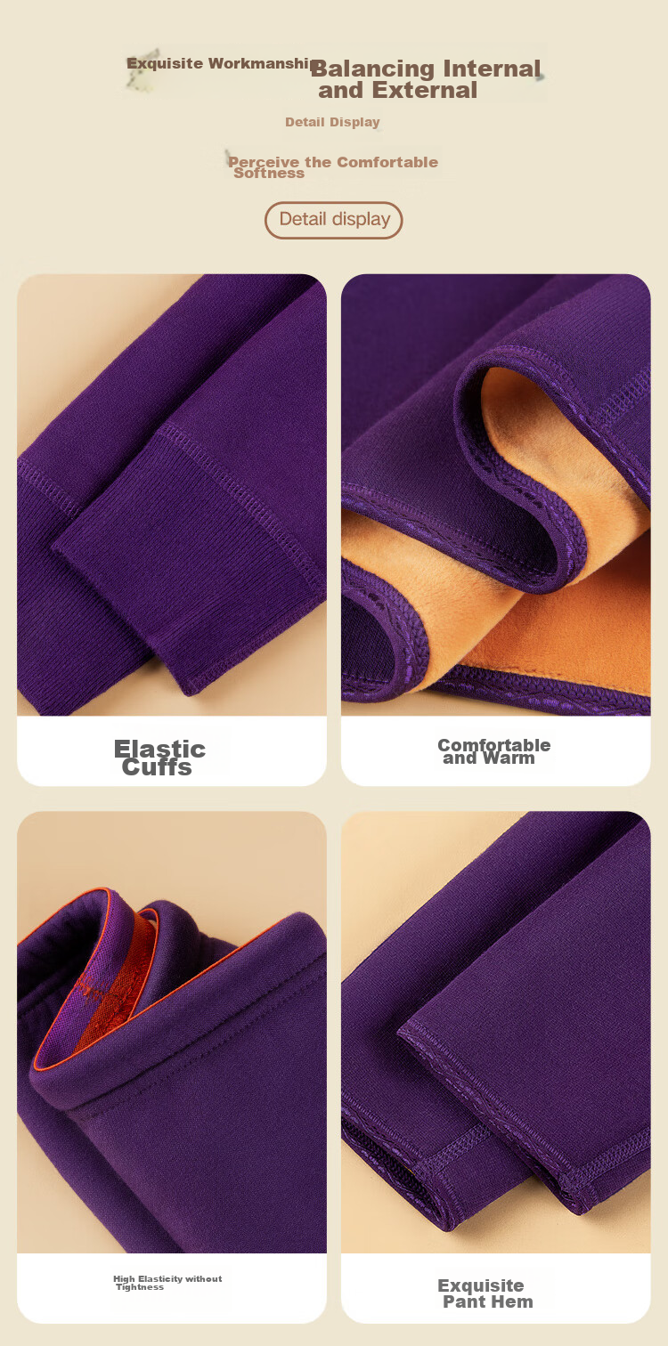 Hengyuanxiang [Best-Selling 50,000 Sets] Thermal Underwear for Women, Autumn And Winter, Youth And Elderly, Autumn Top And Pants Set, Purple 11