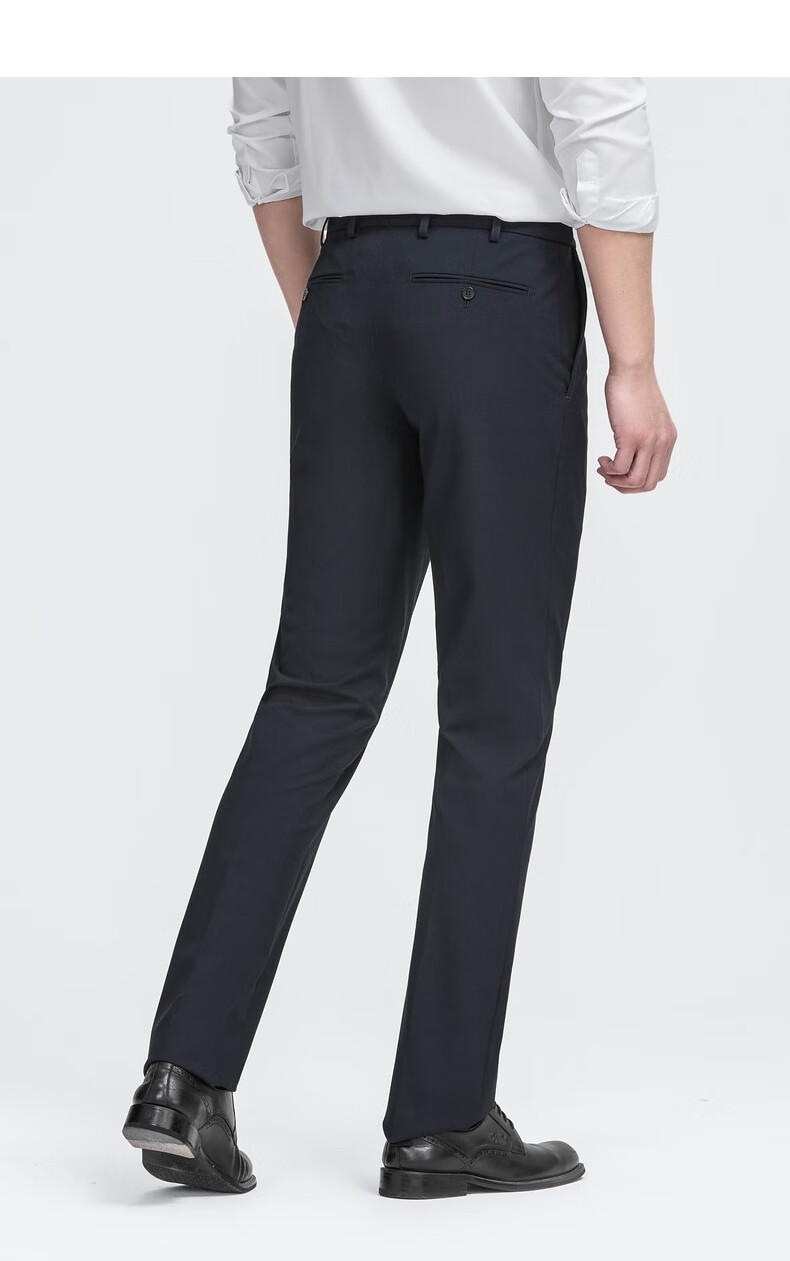 Goldlion Autumn Winter Floral Yarn Fashion Slim Fit Business Formal Trousers for Men 95 Dark Navy 34 9