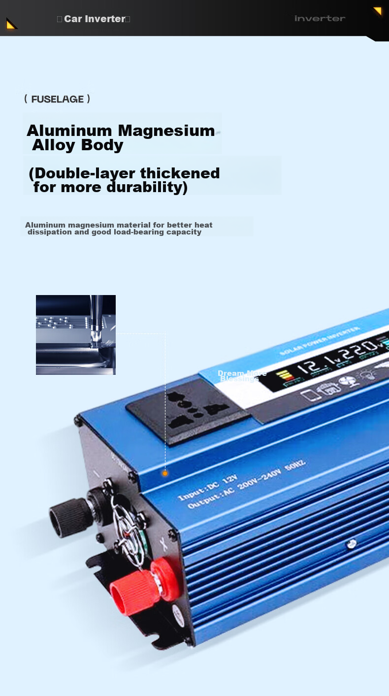 Mengduofu Car Power Inverter 12v24v to 220v Multi-Functional High-Power Car Truck Inverter Power Supply for Tricycles And Street Vendors 16