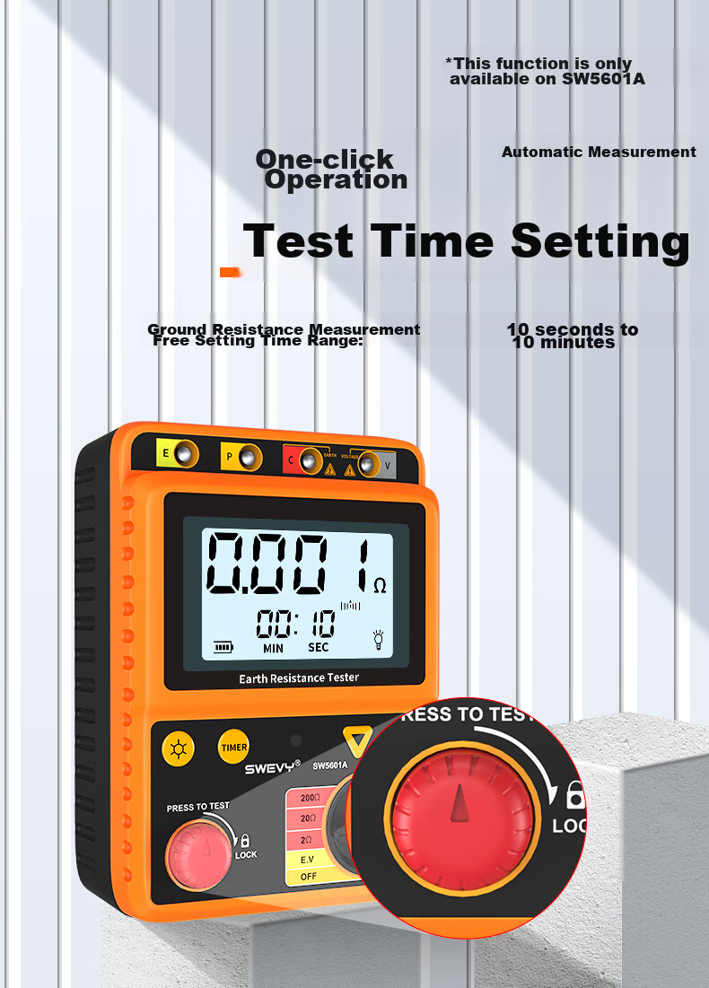 Suwei Lightning Protection Grounding Resistance Tester, Earth Resistance Meter, Digital Electronic Megohmmeter, Resistance Detector SW5601A 11