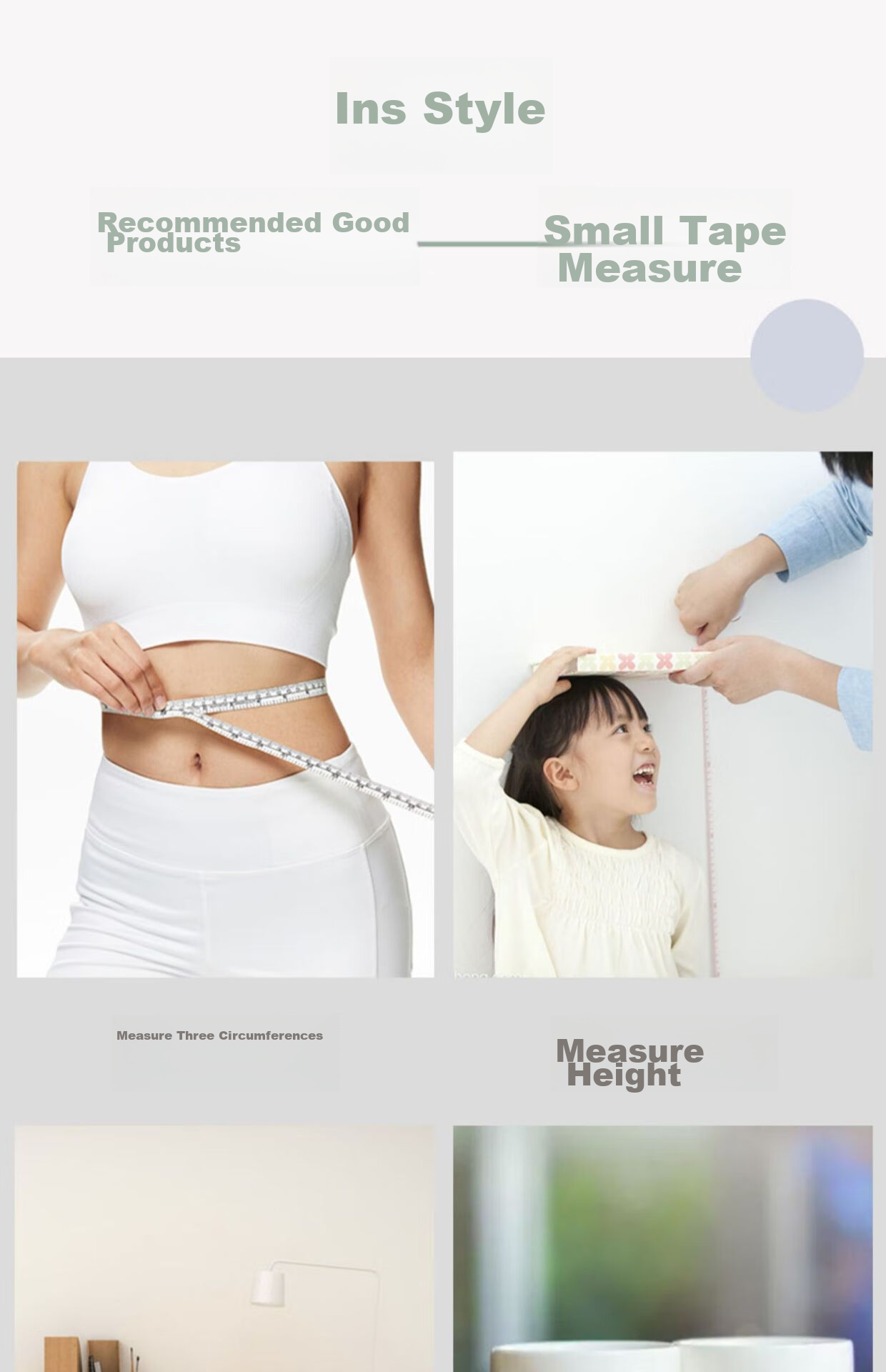 Ouliwen Mini Tape Measure for Students to Measure Height And Body Dimensions, Soft Tape with Automatic Retractable Design for Easy Measurement, Simple White Color 2