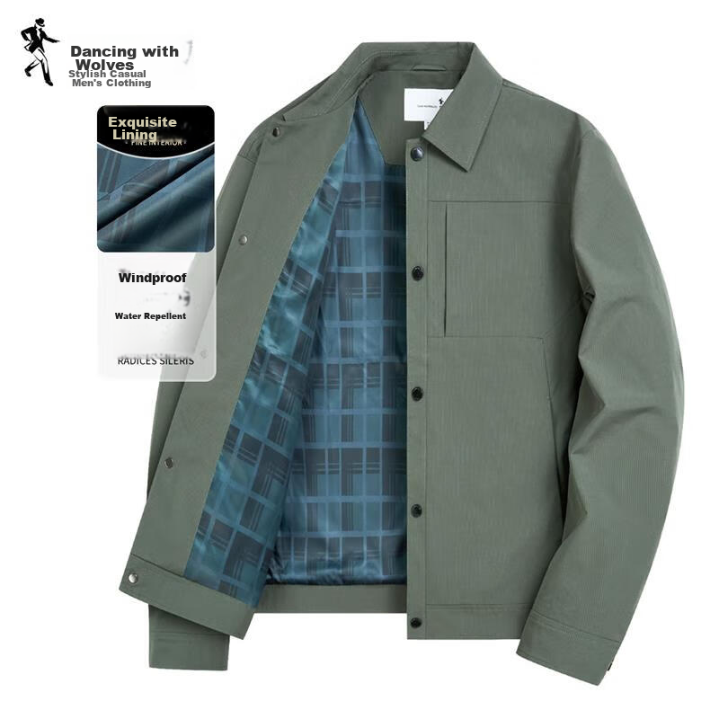 DANCING WOLVES [Delicate Lining] Workwear-Style Lapel Jacket, Autumn And Winter, Easy-Care Business Style, Commuter Men's Jacket